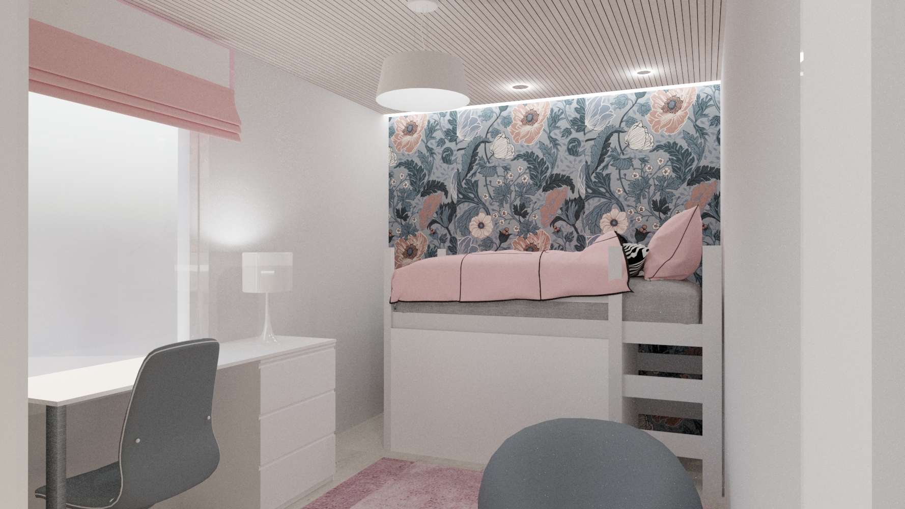 Lasten huone, 70-luvun omakotitalon muutos moderniksi 70-lukua kunnioittaen. Tampere. Sisustussuunnittelija Tampere, Marikan SIsustusStudio, Marika Piekkala, Ylöjärvi