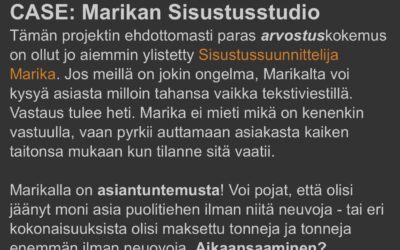 Sisustussuunnittelija Tampere kokemuksia! Asiakkaiden arvosteluja, Marika Piekkala, Sisustussuunnittelija Tampere, Ylöjärvi, Pirkanmaa, Helsinki, Turku ja muu Suomi.