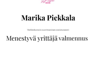 Menestyvä yrittäjä valmennus