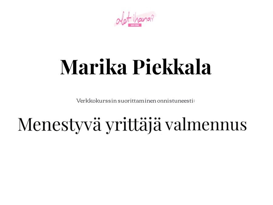 Menestyvä yrittäjä valmennus