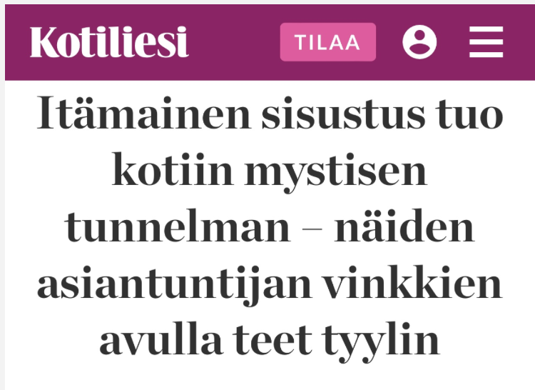 Sisustussuunnittelija Tampere kokemuksia, Marika Piekkala, Marikan SisustusStudio, Pirkanmaa, Ylöjärvi, sisustussuunnittelua rakkaudella yksityisiin ja julkisiin kohteisiin. Kotiliesi haastattelu Iida Tani, Retro sisustus ja tyyli. Sisustussuunnittelija Tampere, Ylöjärvi, Nokia, koko Suomi, Kotiliesi, Itämainen sisustus