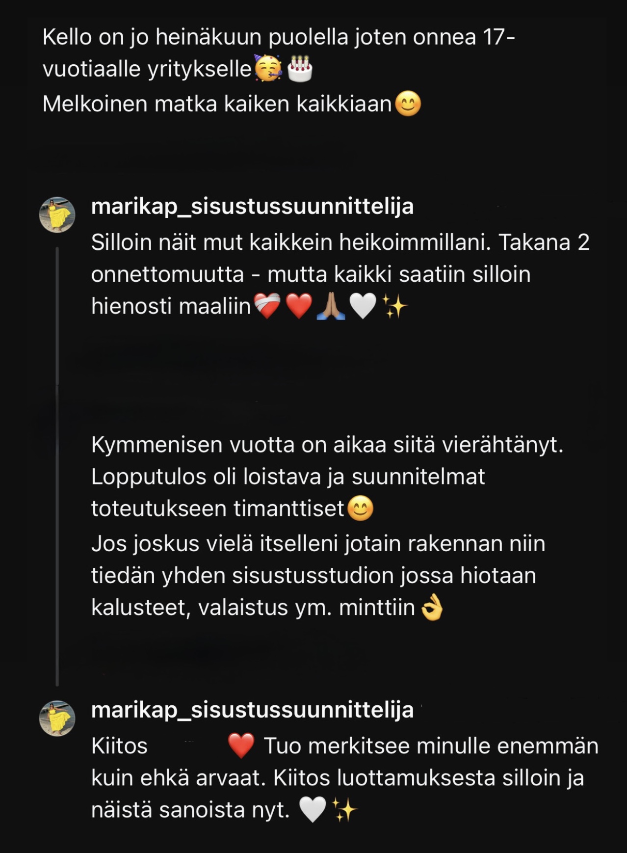 Sisustussuunnittelija Tampere kokemuksia, Marika Piekkala, Marikan SisustusStudio, Pirkanmaa, Ylöjärvi, Ikaalinen, Parkano, Nokia, Kangasala, Helsinki, Turku, Lahti, Espoo, Kotka, Forssa, Pori, Vaasa, Jyväskylä ja Somero suositukset asiakkailta, sisustussuunnittelua rakkaudella yksityisiin ja julkisiin kohteisiin