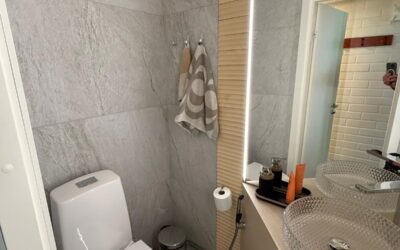 Ylellisyys ei synny pelkästään suurista neliöistä. Upea wc. Marika Piekkala, sisustussuunnittelija Tampere