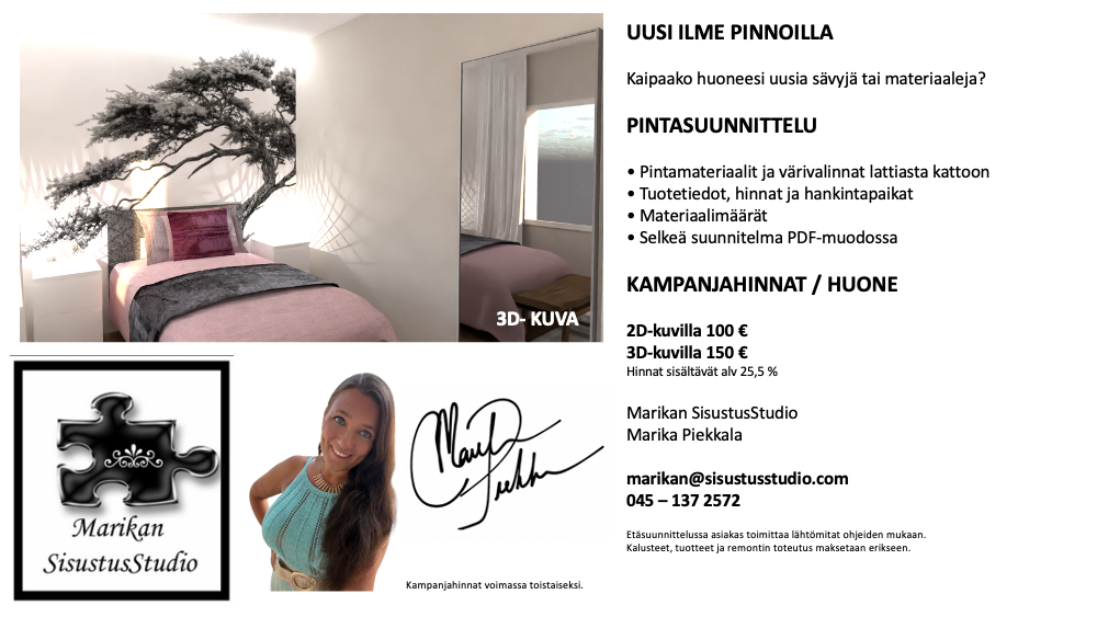 Sisustussuunnittelu Tampere, valaistussuunnittelu hinta, kiintokalustesuunnittelu keittiö, Tilasuunnittelija Pirkanmaa, sisustussuunnittelun hinnasto Tampereella, Marika Piekkala, Marikan SisustusStudio, Sisustussuunnittelija Pirkanmaa.