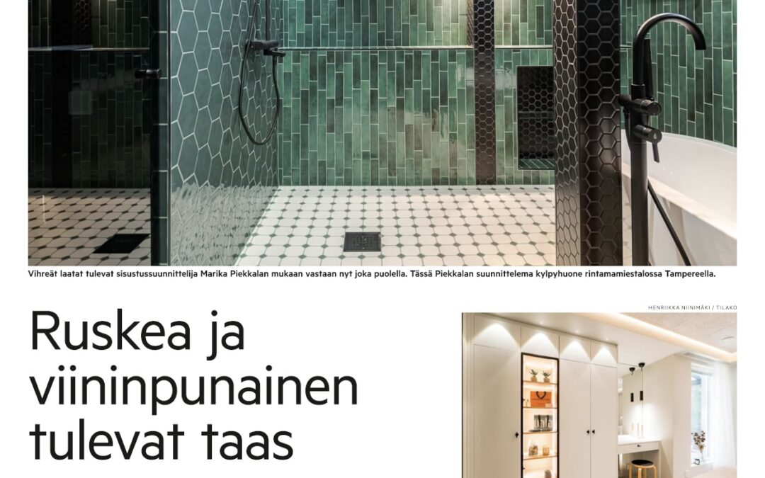 Aamulehti – lehtiartikkeli Sisustustrendit 2025, Marika Piekkala