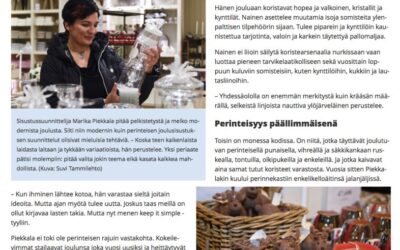 MEDIA: Ylöjärven Uutiset, Lehti artikkeli, 12.12.2016, Marika Piekkala, Sisustussuunnittelijan oma joulu- aiheena. Sisustussuunnittelija Tampere, Ylöjärvi