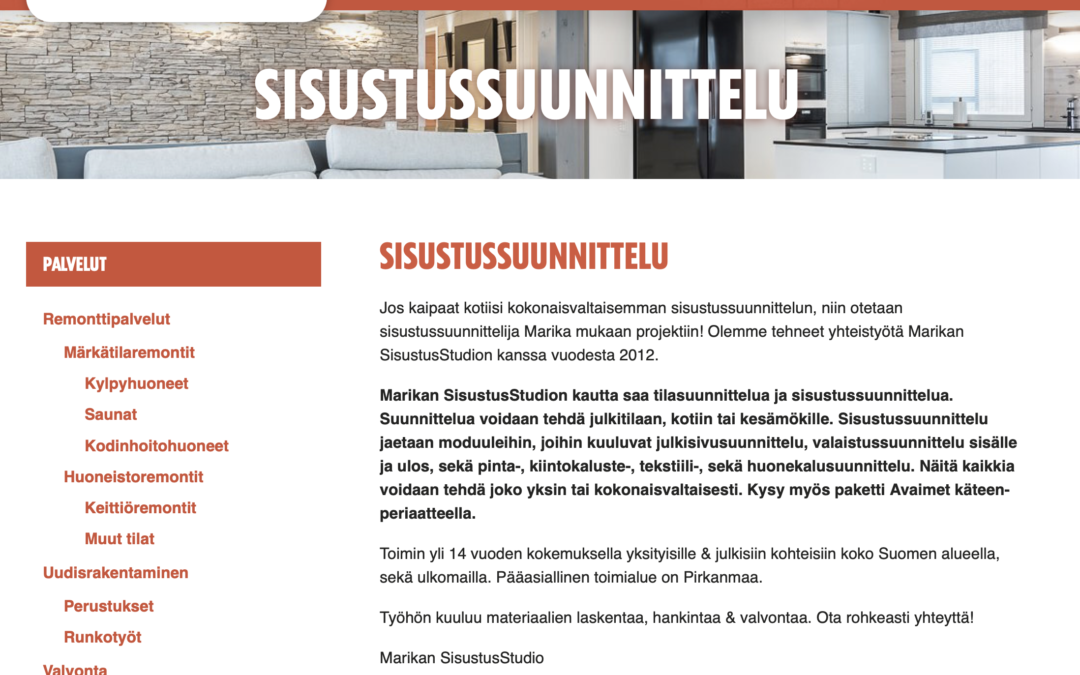 Yhteistyökumppanit: Rakennusurakointi Tiilenpäät, Tampere. Sisustussuunnittelija Tampere, Ylöjärvi, Pirkanmaa, Marika Piekkala