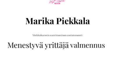 Infoa: Sohvi Nyman – Olet Ihana – Menestyvä yrittäjä valmennus – sisustussuunnittelija Tampere, Marika Piekkala